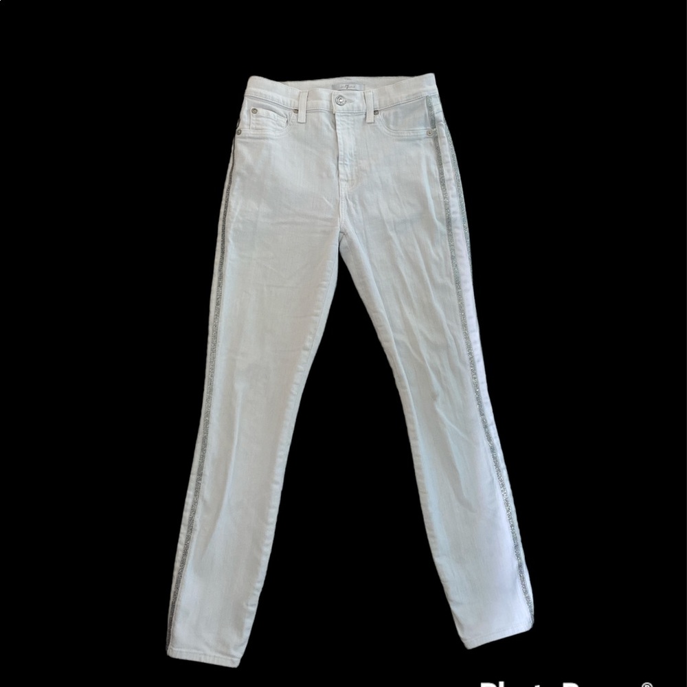 White jeans with glitter on side